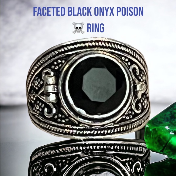 #564 Facted Black Onyx Poison โ ๏ธ Ring ๐ Size 10- 10.25 NWOT - Picture 1 of 17